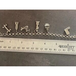 Vintage Coro Charm Bracelet Vacation Travel New York Statue Of Liberty Bridge